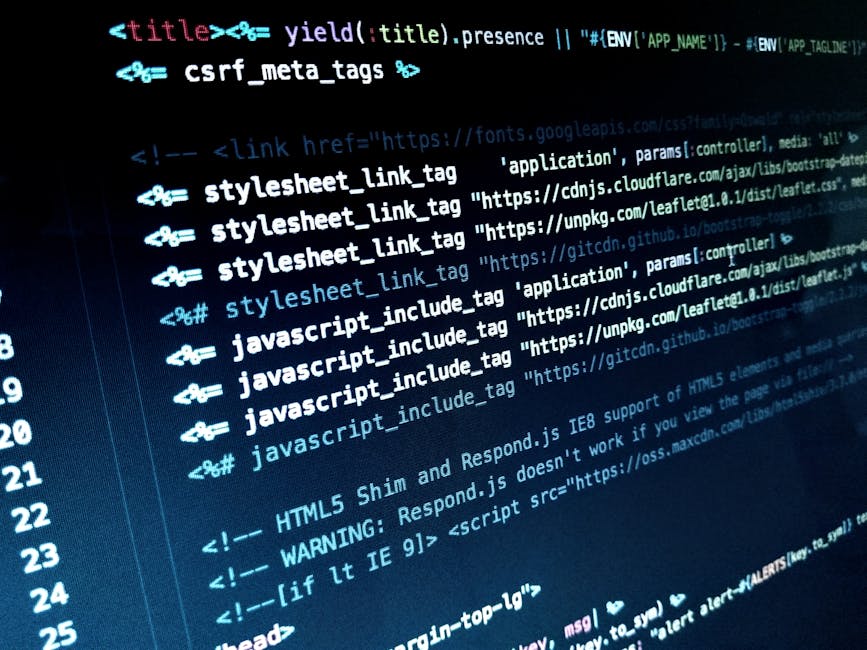 Close-up view of a computer screen displaying lines of HTML code in a text editor. The code includes tags such as <li>, <a>, and <div>, with attributes like class and href, highlighted in different co